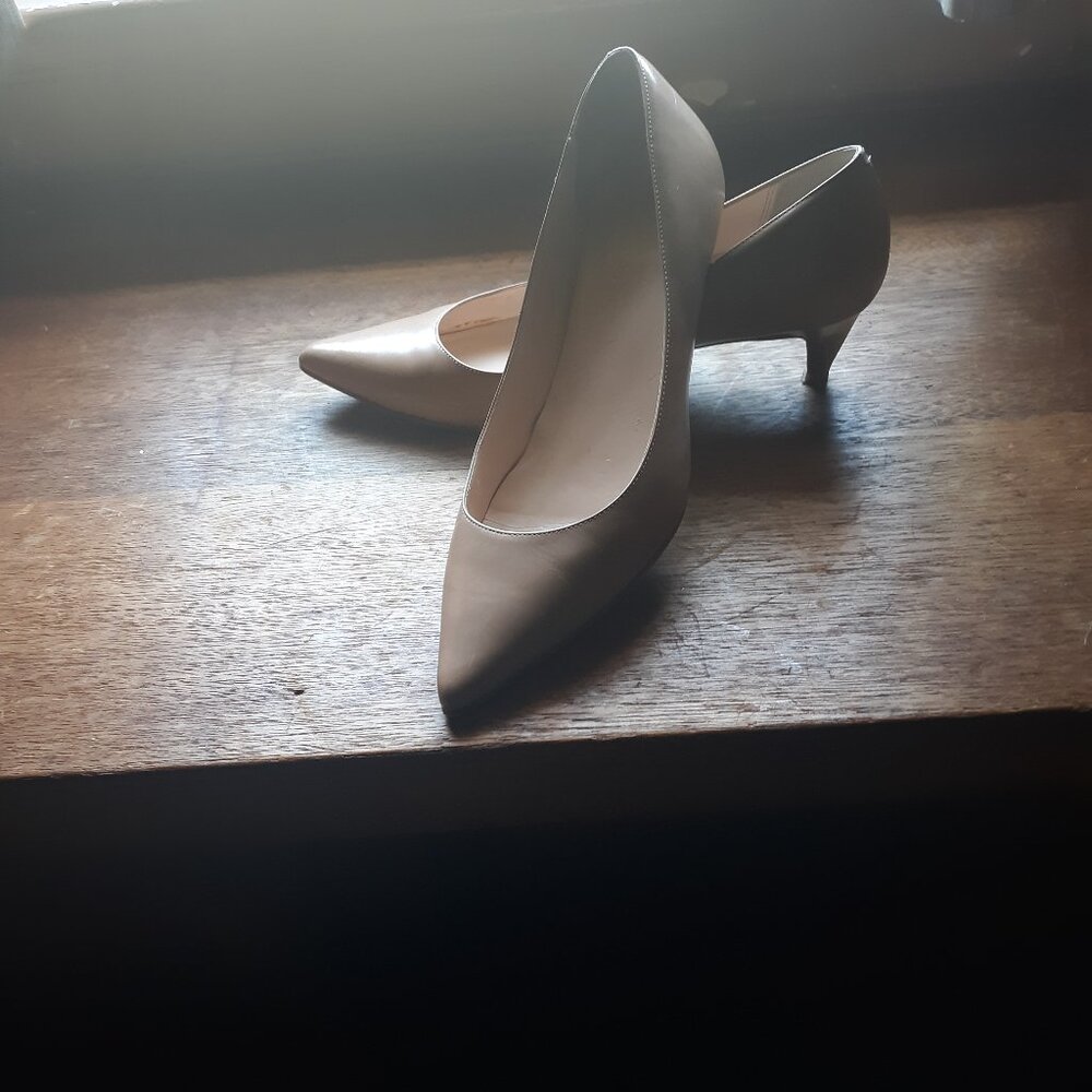 Cole Haan Women's Pointed-Toe Kitten Heel Pumps in Beige